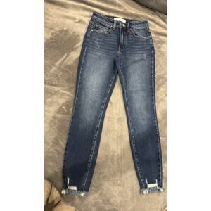 KanCan Women's Skinny Distressed Frayed Hem Stretch Denim Jeans Blue size 3/25